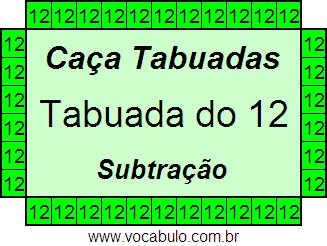 Caça Tabuada de Subtração do 12