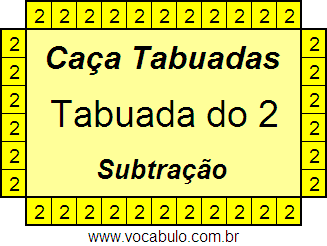 Caça Tabuada de Subtração do 2