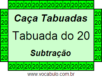 Caça Tabuada de Subtração do 20