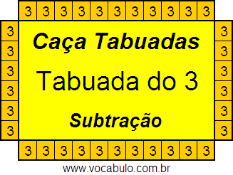 Caça Tabuada de Subtração do 3