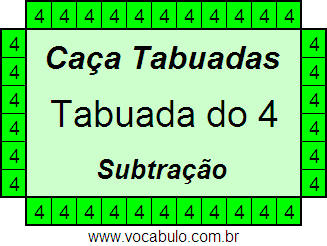 Caça Tabuada de Subtração do 4