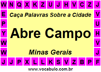 Caça Palavras Sobre a Cidade Mineira Abre Campo