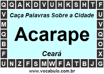 Caça Palavras Sobre a Cidade Cearense Acarape