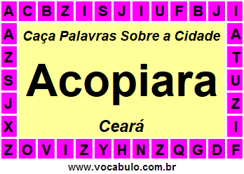 Caça Palavras Sobre a Cidade Cearense Acopiara