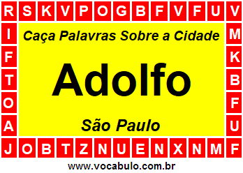 Caça Palavras Sobre a Cidade Adolfo do Estado São Paulo