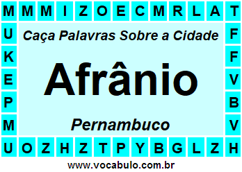 Caça Palavras Sobre a Cidade Afrânio do Estado Pernambuco