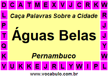 Caça Palavras Sobre a Cidade Pernambucana Águas Belas