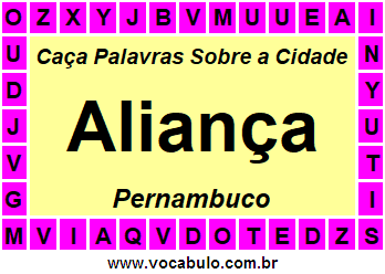 Caça Palavras Sobre a Cidade Aliança do Estado Pernambuco