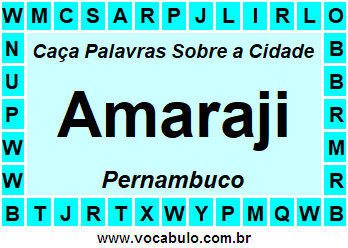 Caça Palavras Sobre a Cidade Amaraji do Estado Pernambuco