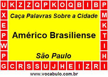 Caça Palavras Sobre a Cidade Paulista Américo Brasiliense