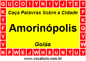 Caça Palavras Sobre a Cidade Goiana Amorinópolis