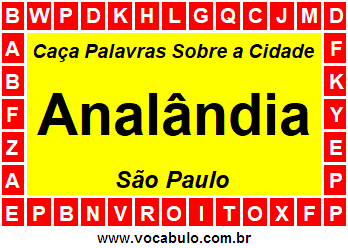 Caça Palavras Sobre a Cidade Analândia do Estado São Paulo