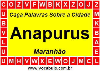 Caça Palavras Sobre a Cidade Anapurus do Estado Maranhão