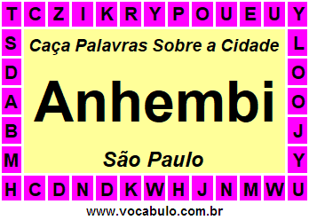 Caça Palavras Sobre a Cidade Paulista Anhembi