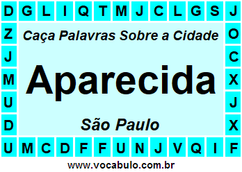 Caça Palavras Sobre a Cidade Paulista Aparecida