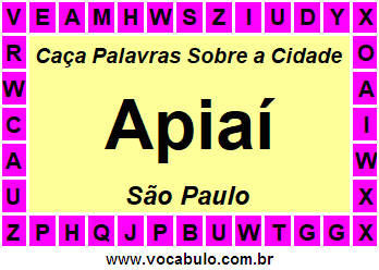 Caça Palavras Sobre a Cidade Apiaí do Estado São Paulo