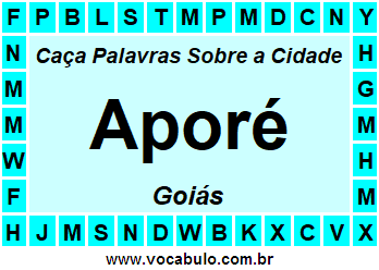 Caça Palavras Sobre a Cidade Aporé do Estado Goiás