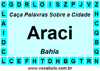 Caça Palavras Sobre a Cidade Araci do Estado Bahia