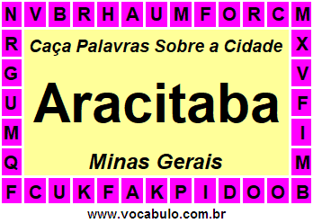 Caça Palavras Sobre a Cidade Mineira Aracitaba