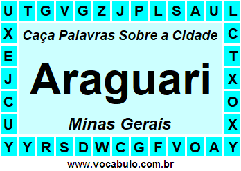 Caça Palavras Sobre a Cidade Araguari do Estado Minas Gerais