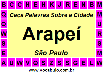 Caça Palavras Sobre a Cidade Paulista Arapeí