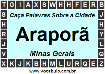 Caça Palavras Sobre a Cidade Mineira Araporã