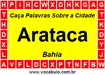 Caça Palavras Sobre a Cidade Baiana Arataca