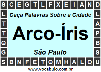 Caça Palavras Sobre a Cidade Arco-Íris do Estado São Paulo