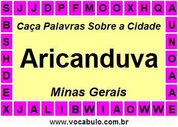 Caça Palavras Sobre a Cidade Aricanduva do Estado Minas Gerais