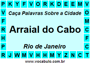 Caça Palavras Sobre a Cidade Arraial do Cabo do Estado Rio de Janeiro