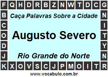 Caça Palavras Sobre a Cidade Norte Rio Grandense Augusto Severo