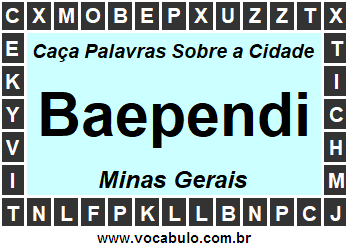 Caça Palavras Sobre a Cidade Mineira Baependi