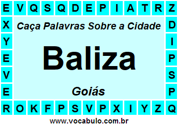 Caça Palavras Sobre a Cidade Baliza do Estado Goiás