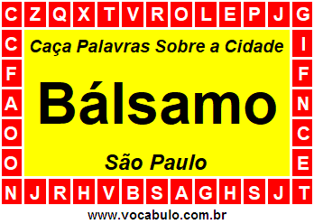 Caça Palavras Sobre a Cidade Paulista Bálsamo