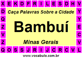 Caça Palavras Sobre a Cidade Mineira Bambuí