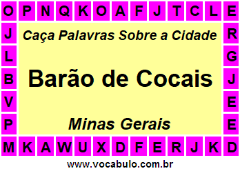 Caça Palavras Sobre a Cidade Barão de Cocais do Estado Minas Gerais