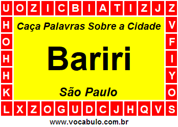 Caça Palavras Sobre a Cidade Bariri do Estado São Paulo