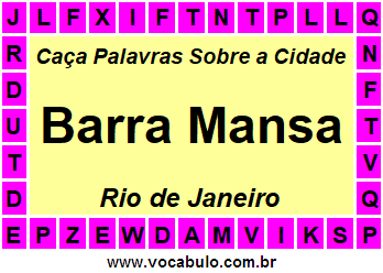 Caça Palavras Sobre a Cidade Barra Mansa do Estado Rio de Janeiro