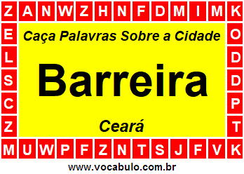 Caça Palavras Sobre a Cidade Barreira do Estado Ceará