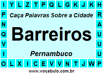Caça Palavras Sobre a Cidade Barreiros do Estado Pernambuco