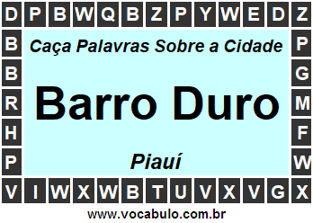 Caça Palavras Sobre a Cidade Barro Duro do Estado Piauí