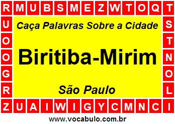 Caça Palavras Sobre a Cidade Paulista Biritiba-Mirim