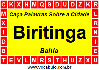 Caça Palavras Sobre a Cidade Biritinga do Estado Bahia