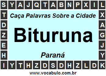 Caça Palavras Sobre a Cidade Paranaense Bituruna