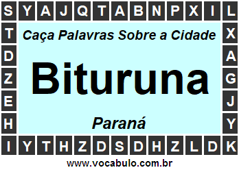 Caça Palavras Sobre a Cidade Bituruna do Estado Paraná