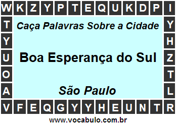 Caça Palavras Sobre a Cidade Paulista Boa Esperança do Sul