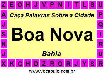 Caça Palavras Sobre a Cidade Baiana Boa Nova