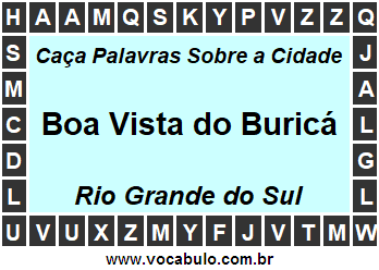 Caça Palavras Sobre a Cidade Gaúcha Boa Vista do Buricá