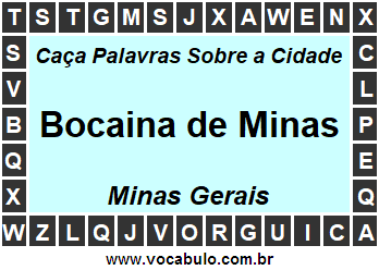 Caça Palavras Sobre a Cidade Bocaina de Minas do Estado Minas Gerais