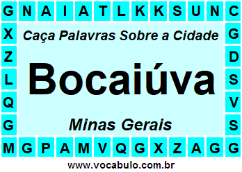 Caça Palavras Sobre a Cidade Bocaiúva do Estado Minas Gerais